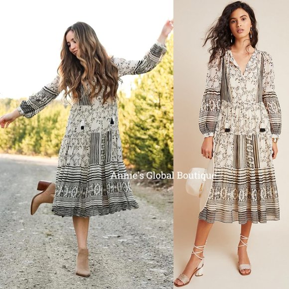 NWT ANTHROPOLOGIE Talulah Tiered Midi Dress. Size M - Picture 12 of 15